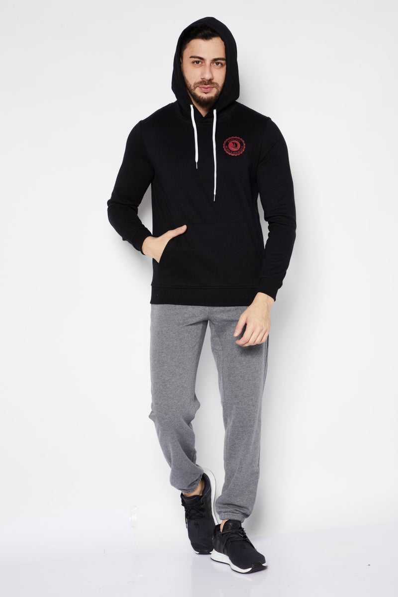 Nordland سويت شيرتات مطبوعة بأكمام طويلة مع غطاء للرأس للرجال، أسود - Image 4